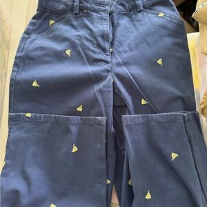 L.L. Bean Navy Pants with Yellow Embroidery